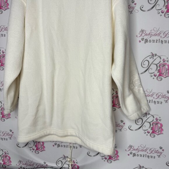 Weekend edition sweater long Cozy White Hooded Pullover heart embroidered - Picture 9 of 13